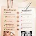 Eyebrow Trimmer Facial Hair Removal for Women: 2 in 1 Rechargeable Face Shaver and Eyebrow Razor - Painless Electric Hair Remover Device for Peach Fuzz Fine Hairs Upper Lip Chin