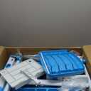 Diroan Kids Functional Desk and Chair Set, Ergonomic Height Adjustable Children School Study Desk with Tilt Desktop, Book Stand, LED Light, Metal Hook and Storage Drawer for Boys Girls, Blue, Large 