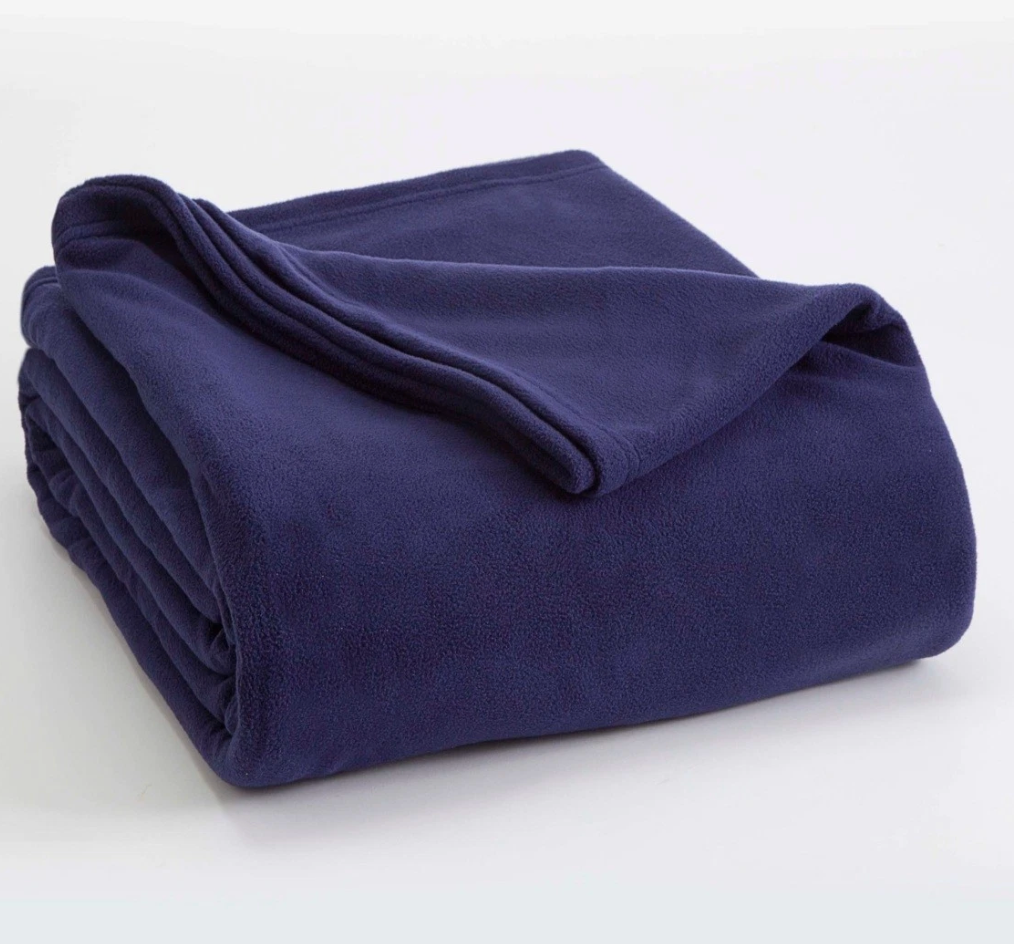 Vellux King Cozy Lightweight Microfleece Bed Blanket Navy Blue #C758
