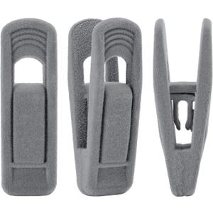 Trgowaul Velvet Hangers Clips, Pants Hangers Velvet Clips, Strong Finger Clips Perfect for Thin Velvet Hangers (20pc, Grey) (Gray)