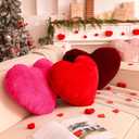 YRXRUS Heart Pillows, Love Heart Shaped Pillow, Small Cute Wine Red Heart Pillows for Gifts, Faux Rabbit Throw Pillows for Her, Kids, Girls Home Decoration, 10X11 Inch
