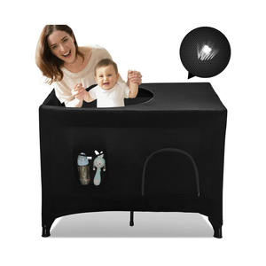 Pack N Play Blackout Cover, Hiaksedt Crib Canopy Cover for Pack and Play, Breathable Blackout Tent for Travel Crib, Portable Stretchy Netting Cover for Indoor Outdoor Travel Playard