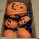 JOYIN 5 Pcs Light Up Halloween Pumpkin Decor Jack O Lantern Decorations Outdoor Indoor, Plastic Large Trick Or Treat Table Top Party Supplies Favors