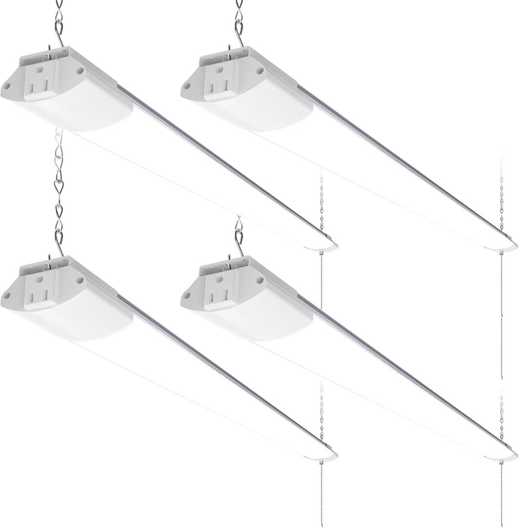 Barrina BS84 LED Shop Lights for Workshop 4FT, 84W, 10000LM, 5000K Linkable Light Fixture for Garage, Basement, Hanging or Flush Mount, 4 Packs, White