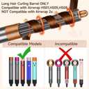 Long Conical Barrel Attachment Compatible with Dyson Airwrap HS01 HS05 HS08 Attachment, Adjustable Bidirectional Hair Curling Iron Accessories Create Bouncy Curls or Waves(Nickel/Copper, 1.6in)