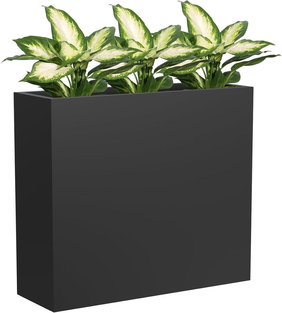 Metal Tall Planter 30" L x 10" W x 26" H | Long Rectangular Planter Box, Drainage Holes & Removable Shelf, Heavy Duty Steel Planter for Tall Plants, Flowers or Shrubs