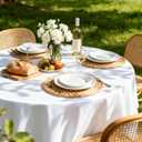 Pureegg Plastic Table Cloth Disposable 6 Pack, 84'' Round Table Cloths, Party, Picnic, Wedding, Decorative Tablecloths, Round, White Plastic Cover, Waterproof, White