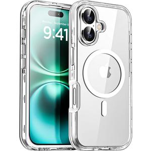 AICase for iPhone 16 Plus Case Clear[Compatible with MagSafe] Heavy Duty Drop Protection Full Body Rugged Shockproof/Dust Proof 3-Layer Military Protective Tough Durable Cover for iPhone 16 Plus 6.7"