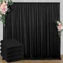 20 ft x 10 ft Wrinkle Free Black Backdrop Curtain for Parties, 4 Panels 10ft Polyester Black Photo Backdrop Drapes for Graduation Birthday Wedding Party Stage Curtains