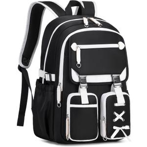 Kids Backpacks for Girls Teens Kawaii Bookbag for Elementary Primary Middle High School Daypack (Black)