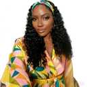 BECUS Curly Headband Wig, Glueless Half Wig with Headband, Wear and Go Synthetic Wig for Women, Daily Wear & Date Night(18''-Black)