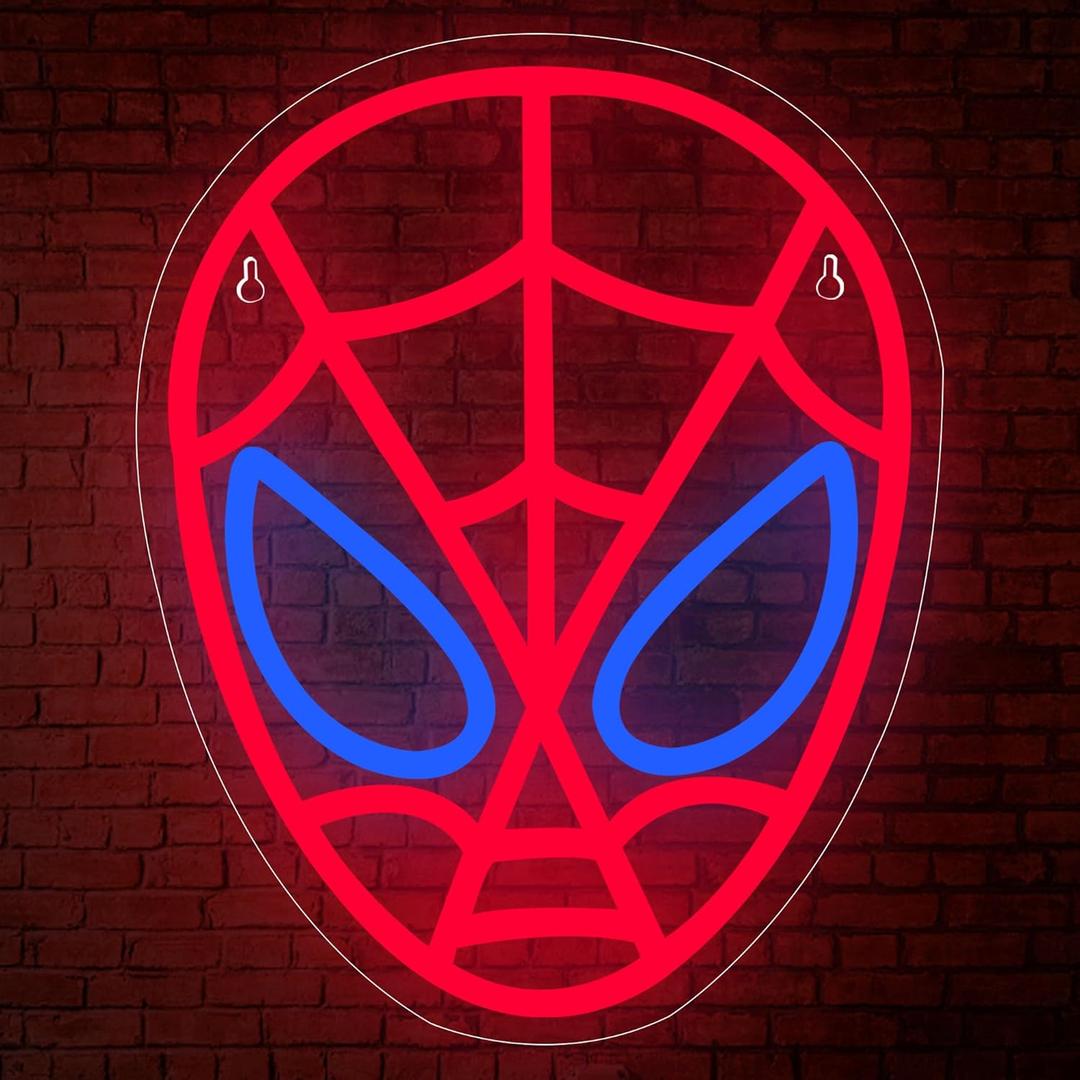 Spider Neon Sign,Spider LED Sign for Children Room,Anime Neon Lights,Superheo Light Up Sign for Bedroom,Game Room,Cool Gifts for Man,Children,Teen Boys,Anime Movie Fans,Size 13.4 * 10.6 in(XD132) (S-Red&Blue)