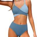 Girls Swimsuits Bikini Set,Two Piece Swimsuit Criss Cross Bathing Suit Girls' Swimwear (11-12 Years, Blue 3)