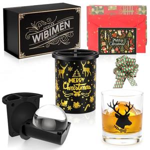 Clear Ice Cube Maker with Whiskey Glasses & Luxury Box - 2.5" Ball - Crystal Clear Ball Ice Cube Tray for Whiskey, Perfect Christmas/Bourbon Gifts for Mens/Dad/Husband/Him/Grandpa