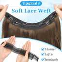 KooKaStyle Invisible Wire Hair Extensions Long Straight Layered Synthetic with Transparent Wire Adjustable Size 6 Secure Clips Hairpieces for Women 20 Inch (20 Inch, COCOA#)