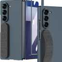 SHIEID Galaxy Z Fold 7 Case with Hand Strap and Screen Protector, Slim PC Protective Case with Soft Silicone Wrist Band Phone Cover for Samsung Galaxy Z Fold7, Alpine Green