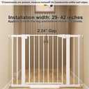 29-42 inches Metal Baby Gate for Stairs/Doorways, 30 inches Tall Pressure Mounted Pet Gates, Auto-Close Child Safety Gate, No Drilling Easy Walk-Through Dog Gate Indoor, White