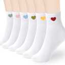 inhees Women's Ankle Crew Cotton Socks - 6Pairs Cute Fun Heart Casual Athletic Socks - Mother Gifts for Mom (Size 6-9)