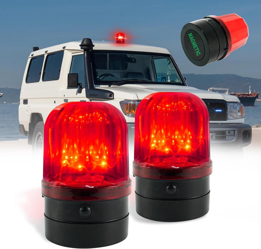 6" Flashing Light, Red LED Strobe Light Beacon with Magnetic Base for Vehicle Forklift Truck Tractor Golf Carts UTV Car Bus and Club Party Show Bar2 Pack