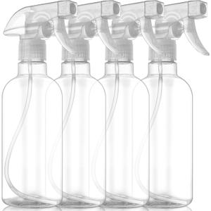 DIYSELF Spray Bottles, 4 Pack 500ml / 16oz Empty Plastic Water Spray Bottles, Fine Mist Clear Spray Bottle for Cleaning, Hair, Plants, Alcohol, BBQ, Garden, Travel, Squirt Bottle Lab Weighing Bottles