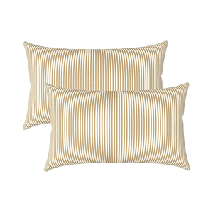 LVTXIII Outdoor/Indoor Lumbar Pillows, Decorative Patio Lumbar Cushions, Fluffy Water Repellent Garden Cushions for Home Patio Coach Sofa Use, 12×20 Inch, Pack of 2, Stripe Beige