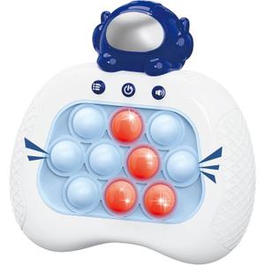 Pop Push Game Toy for Kids, Quick Fast Push Pop Puzzle Handheld Game Light up Fidget Toy 8-12, Bubble Sensory Toys Christmas Birthday Gifts for Kids Ages 3-12 (Blue Astronaut)