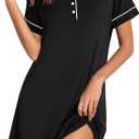Ekouaer Women's Nightgowns Short Sleeve Nightshirt Soft Night Gown Ladies Nightdress Comfy Pajama Dress, XL