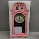 Clockswise Vintage Grandfather-Style Wall Clock with Wood-Effect Plastic Pendulum Battery-Operated for Home Decor Living Room Home Office Kitchen or Dining Room White, 16 Inch (Pink, 20 Inch)