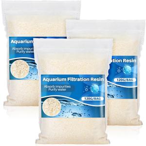 3PCS Aquarium Resin - Organic Filtration Resin Remove Driftwood Tannins,Aquarium Filter Media Bags for Aquarium, Freshwater and Saltwater, Fish Tank,Trutle, Pond