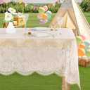 B-COOL 10 Pack Ivory Lace Tablecloth 60x120 Inch Vintage Chic Rectangle Tablecloth Table Decorations Lace Fabric Baby Shower Decor