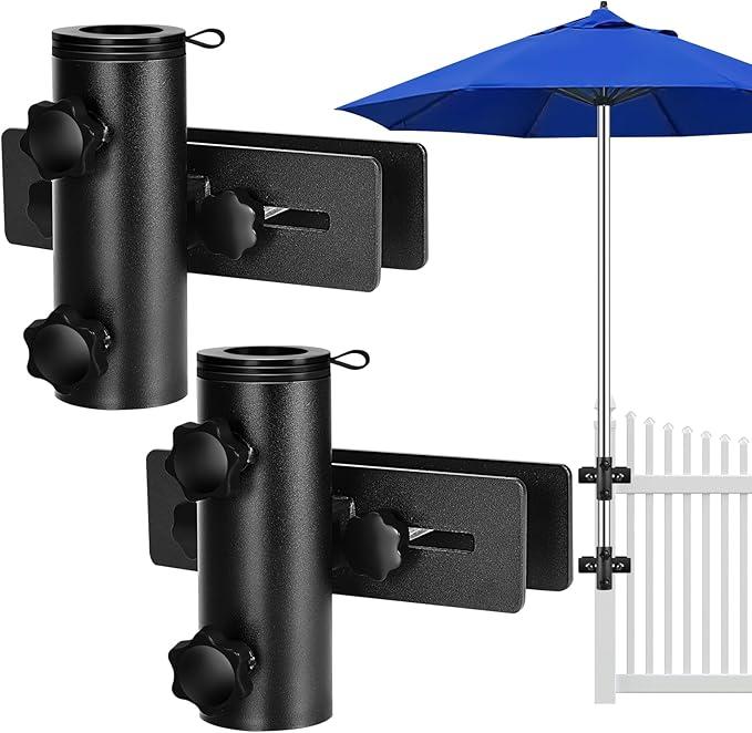 Lalafancy Umbrella Base for Deck Railing, Adjustable Deck Umbrella Mount Bracket Patio Umbrella Holder Outdoor Umbrella Stand Clamp Clip on Fences, Courtyard, Balcony, Porch