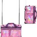 Fanwoli 23" Dance Bag with Garment Rack | Prism-Glowing Collection | Waterproof Iridescent Fabric | Ideal Competition Duffle Bag for Dancer Cheerleader Little Princess | Laser Purple