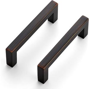 Ravinte 15 Pack Solid 3 Inch Center to Center Slim Square Bar Drawer Handles Kitchen Cabinet Handles Oil-Rubbed Bronze Drawer Pulls Kitchen Cabinet Hardware Pulls (3" Hole Center)