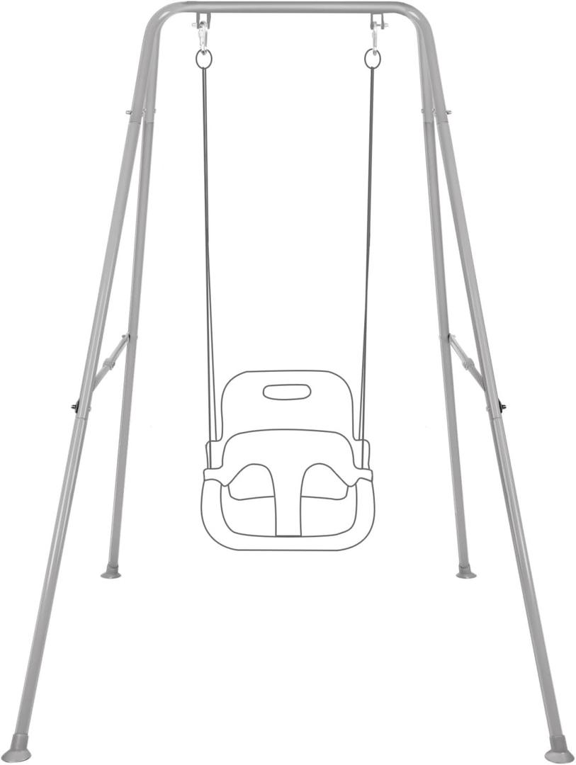 Baby Swing Stand, Heavy Duty Foldable Swing Stand A-Frame Metal Swing Stand Frame for Backyard Indoor & Outdoor, Hammock Chair not Included (Gray)