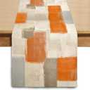 Orange Grey Table Runner 36 Inches Long, Fall Thanksgiving Seasonal Watercolor Table Runners for Party Kitchen Dining Coffee Table Wedding Home, Machine Washable (13"x36", Orange Grey)