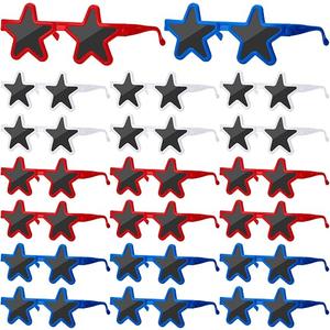 Xuhal 36 Pairs Patriotic Sunglasses for Kids Bulk Star Shaped Glasses 4th of July 250th Anniversary Memorial Day Party Favors(Red, Blue and White)