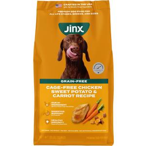 Jinx Premium Grain-Free Dry Dog Food, for All Lifestages - Real Chicken, Sweet Potato & Carrot Kibble with Superfoods for Immune Support & Probiotics for Digestive Support - No Fillers -30lb