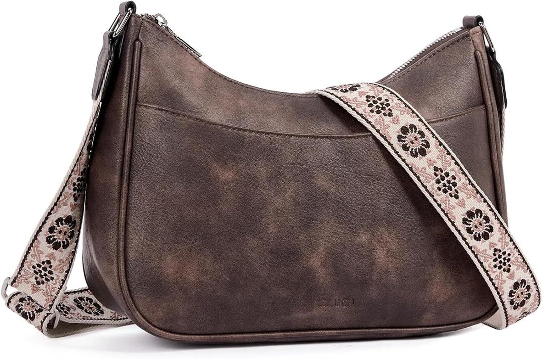 CLUCI Crossbody Bags for Women, Vegan Leather Shoulder Handbags, Purses for Women with Adjustable Wide Strap (5-coffee)