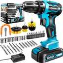 Saker Cordless Drill Set, Brushless 20V Electric Drill with Drill Bits, 3/8-Inch Keyless Chuck, 2 Variable Speeds, 430 In-lbs Torque Battery Power Screwdriver Driver for Plastic, Wood, Metal, Screws