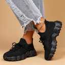 Walking Shoes Slip-On Womens Running Tennis Unisex Mens Shoes MD Sole Lightweight Sneakers Breathable Arch Support Running Gym Shoes (7, 5701-black)