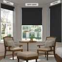 LazBlinds No Drill Blackout Roller Shades, 28.5" W x 48" H, Black | 2-Minute Ultra-Fast Installation, Cordless Design, Thermal Insulated Fabric, UV Protection, For Home & Office Indoor Windows
