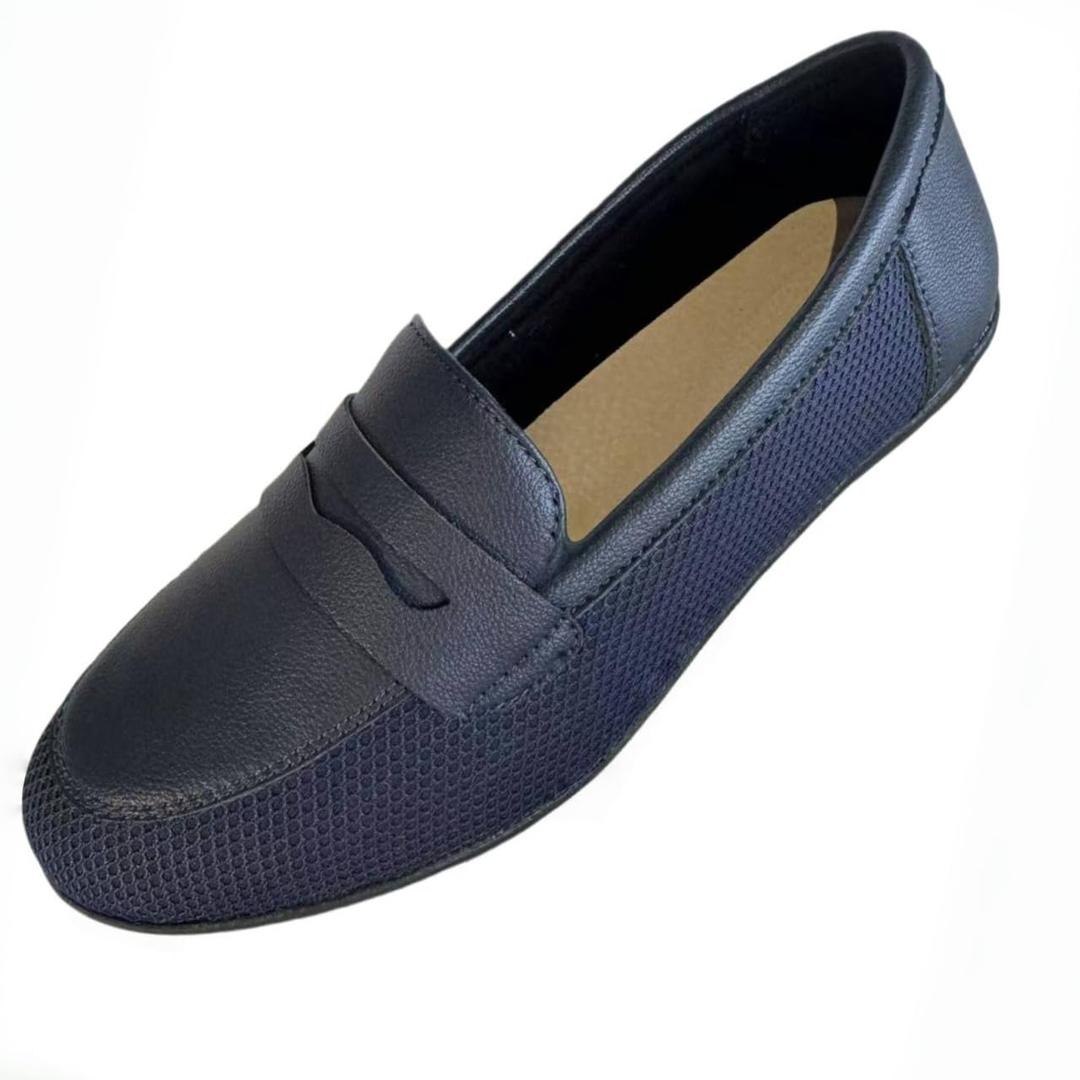 DeYashopin Women's Flats Shoes Non-Slip Ballet Shoes for Dressy Occasions,Walking and Driving Lightweight & Flexible for Comfort, Grid PU (Blue 7.5)