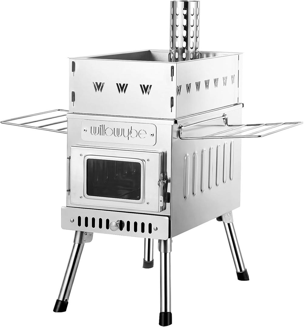 WillowyBe Outdoor Sauna Hot Tent Stove, Rocket Stove Heater, Portable Camping Wood Stove for Dry Sauna, Cooking for Husband and Friends