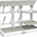 Dr. Brown's Baby Bottle Drying Tower, Stand-Up Countertop Drying Rack with Organized Storage for Baby Essentials, Space Saving Vertical Rack, Gray/White