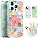 Magnetic for iPhone 16 Pro Max Case with 3 Removable Floral Inserts, [Compatible with Magsafe] [Anti Peel Off Tech] for 16 Pro Max iPhone Case Cute Floral Translucent Stylish TPU Case for Girls Women (Blue)
