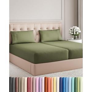 Split King Size 5 Piece Sheet Set - Comfy Breathable & Cooling Bed Sheets Set - Hotel Luxury Bedding for Women, Men, Kids, Teens, Boys & Girls - Deep Pockets and Wrinkle Free - Oeko-Tex - Sage Green
