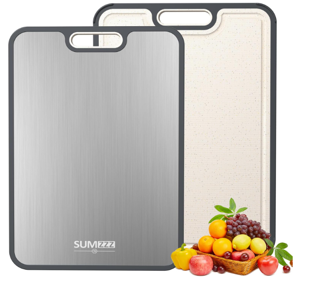 Titanium Cutting Board for Kitchen, Cutting Board Double Sided Food Grade, Pure Titanium and Wheat Straw PP, Easy to Clean Large Size 16”×11”