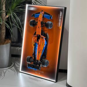 iLuane Display Wallboard for LEGO 42141-2 Technic McLaren 2022 Replica Model Car Building Sets, Adult Collectibles Wall Mount, Room or Office Decor, Built-in LED Lighting (No Car Included)
