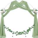 Socomi Wedding Arch Draping Fabric 2 Panels 29" x 19Ft Sage Green Sheer Chiffon Curtain Drapes 6 Yards for Wedding Ceremony Birthday Party Decoration