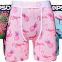 PSD Underwear Mens Boxer Briefs - Tropical, Standard Length Pack & Singles, Soft & Breathable Boxer Briefs for Men (Medium, Flamingo Jungle 3-pack)